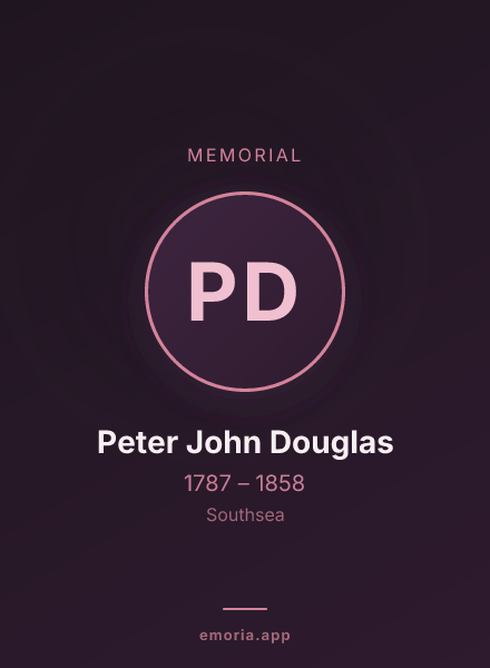 Memorial portrait of Peter John Douglas