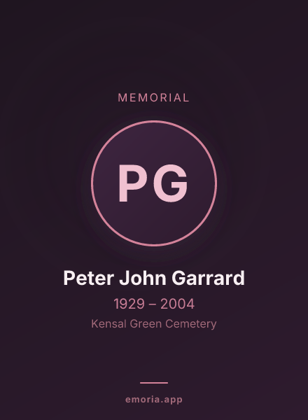 Memorial portrait of Peter John Garrard