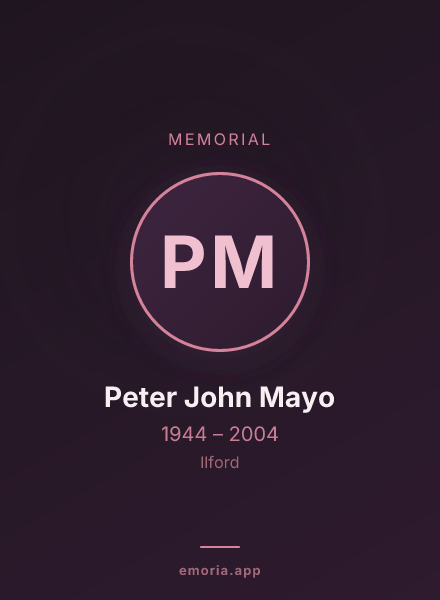 Memorial portrait of Peter John Mayo
