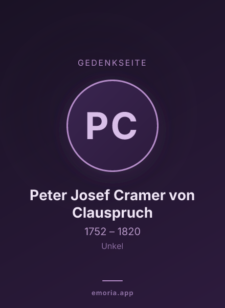 Gedenkportrait von Peter Josef Cramer von Clauspruch