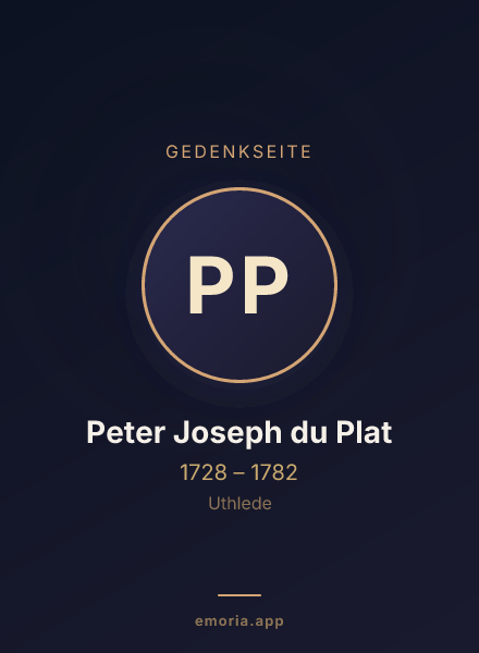 Gedenkportrait von Peter Joseph du Plat