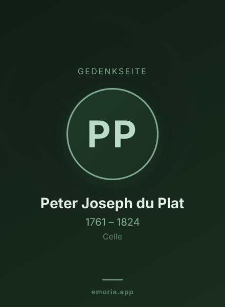 Gedenkportrait von Peter Joseph du Plat