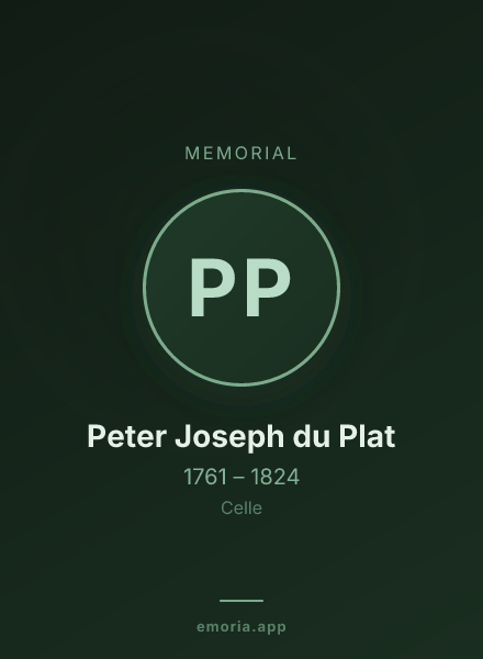 Memorial portrait of Peter Joseph du Plat