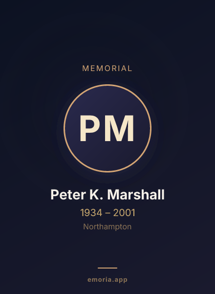 Memorial portrait of Peter K. Marshall