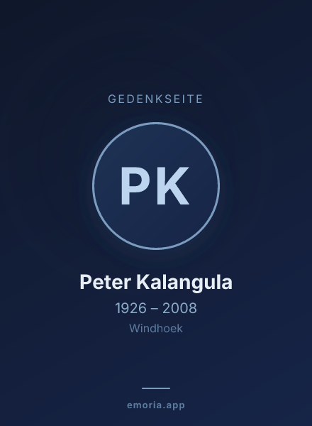 Gedenkportrait von Peter Kalangula
