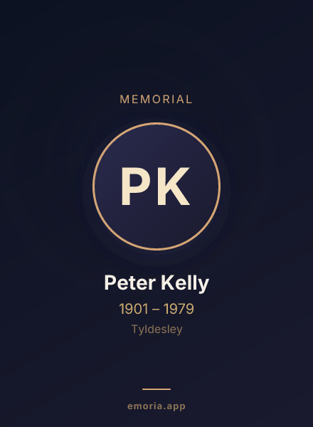 Memorial portrait of Peter Kelly