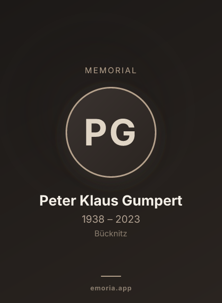Memorial portrait of Peter Klaus Gumpert