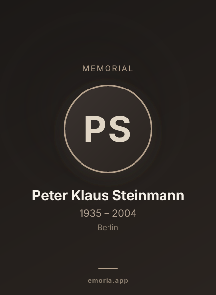 Memorial portrait of Peter Klaus Steinmann