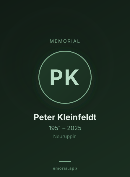 Memorial portrait of Peter Kleinfeldt