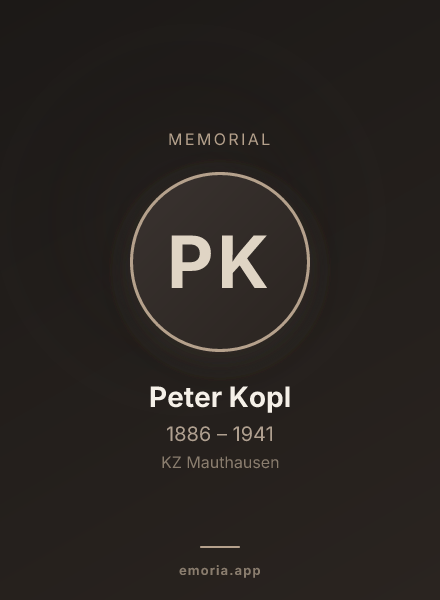 Memorial portrait of Peter Kopl