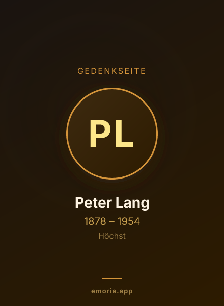 Gedenkportrait von Peter Lang