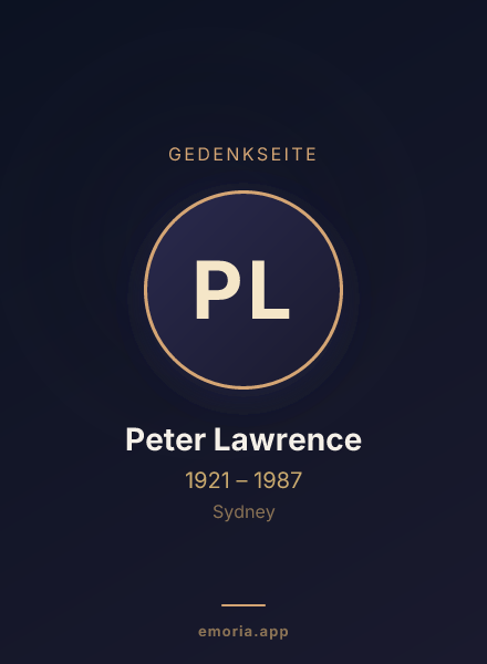 Gedenkportrait von Peter Lawrence
