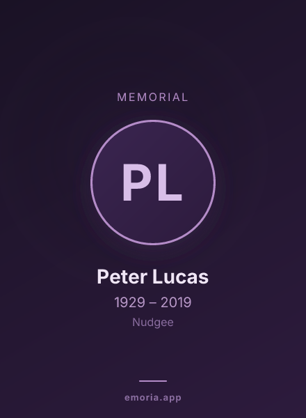 Memorial portrait of Peter Lucas