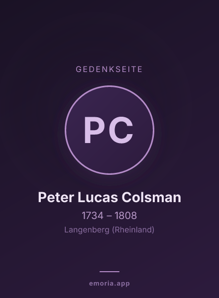 Gedenkportrait von Peter Lucas Colsman