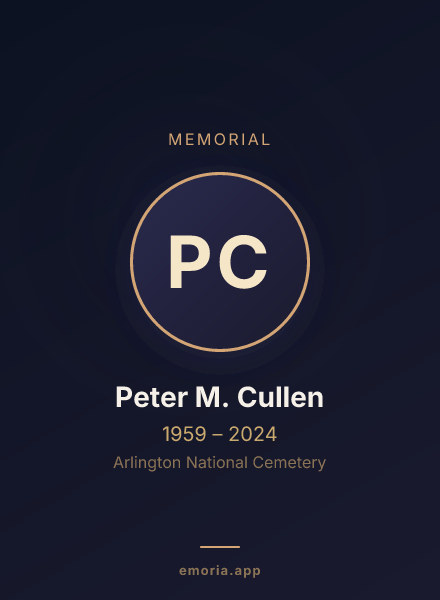 Memorial portrait of Peter M. Cullen