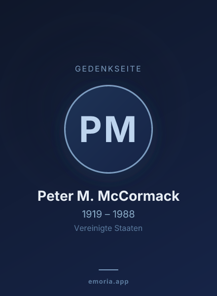 Gedenkportrait von Peter M. McCormack