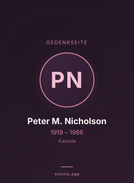Gedenkportrait von Peter M. Nicholson