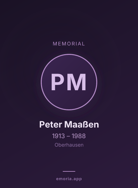 Memorial portrait of Peter Maaßen