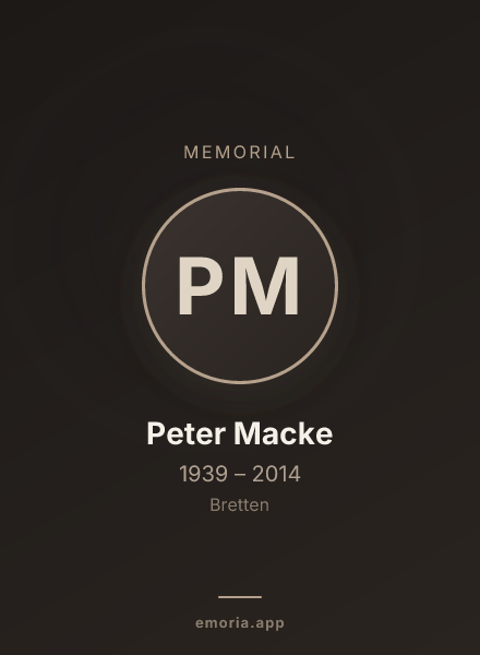 Memorial portrait of Peter Macke
