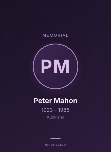 Memorial portrait of Peter Mahon