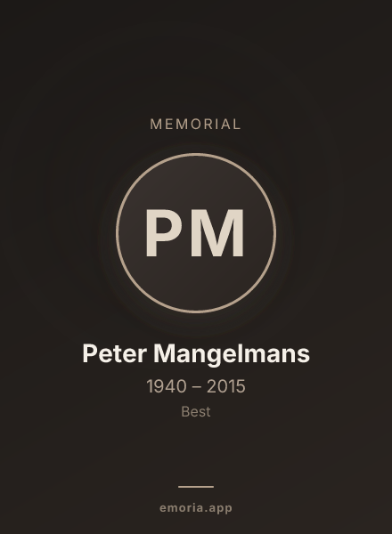 Memorial portrait of Peter Mangelmans