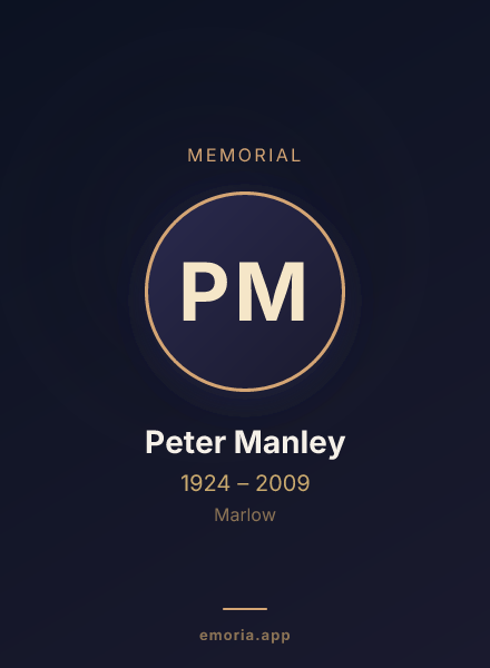 Memorial portrait of Peter Manley