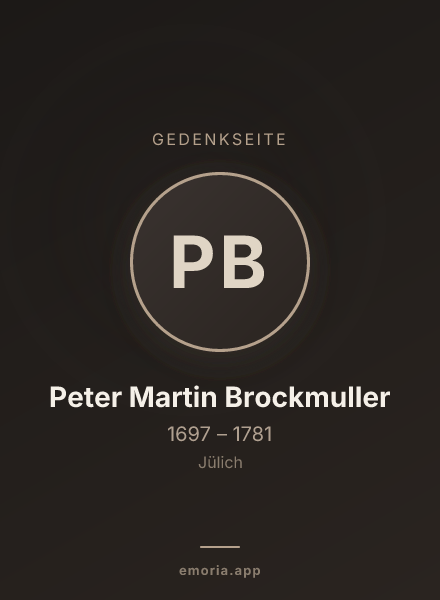 Gedenkportrait von Peter Martin Brockmuller