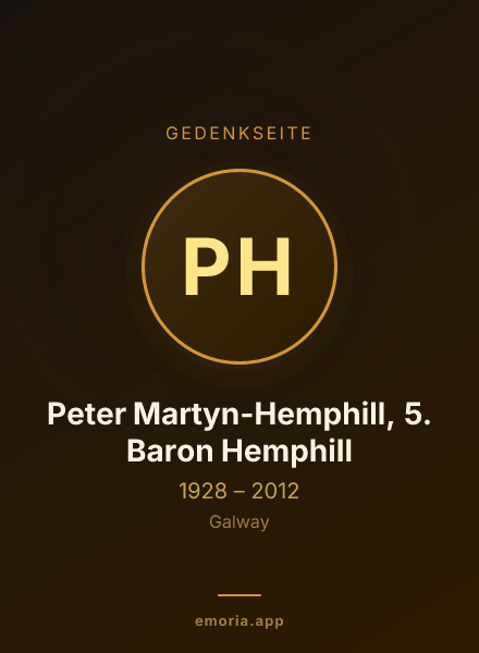 Gedenkportrait von Peter Martyn-Hemphill, 5. Baron Hemphill