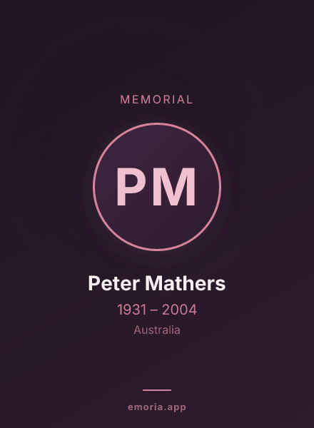 Memorial portrait of Peter Mathers
