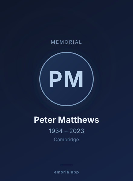 Memorial portrait of Peter Matthews