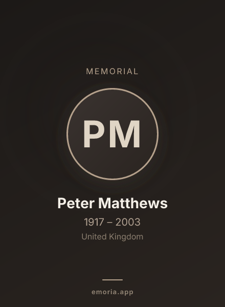 Memorial portrait of Peter Matthews