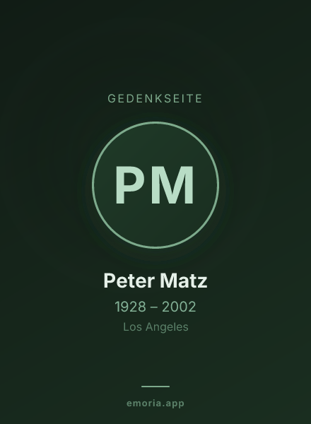 Gedenkportrait von Peter Matz