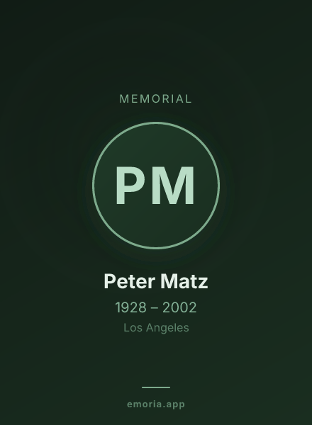 Memorial portrait of Peter Matz