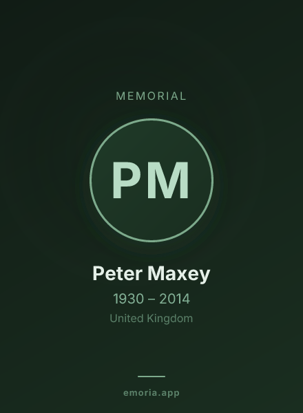 Memorial portrait of Peter Maxey