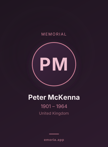 Memorial portrait of Peter McKenna