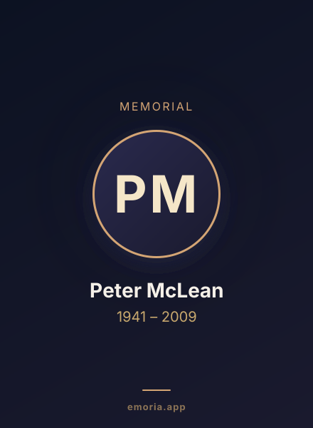 Memorial portrait of Peter McLean