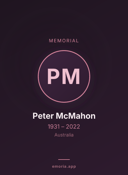 Memorial portrait of Peter McMahon