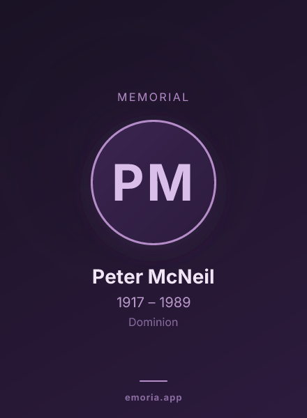 Memorial portrait of Peter McNeil