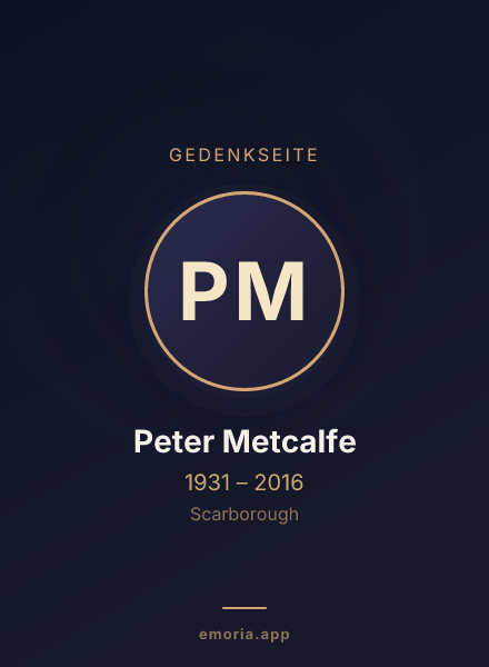 Gedenkportrait von Peter Metcalfe