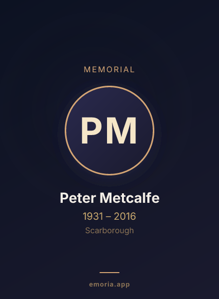Memorial portrait of Peter Metcalfe