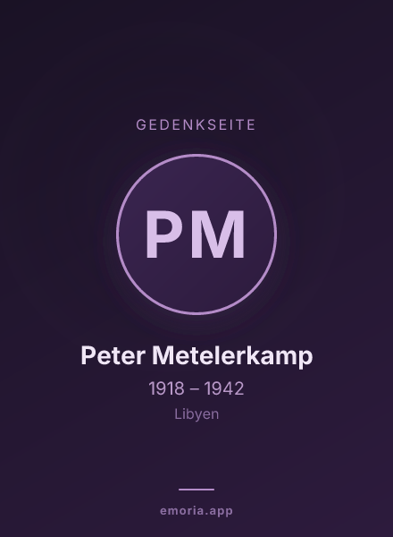 Gedenkportrait von Peter Metelerkamp