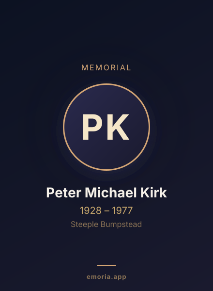 Memorial portrait of Peter Michael Kirk