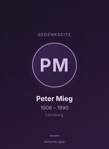 Gedenkportrait von Peter Mieg