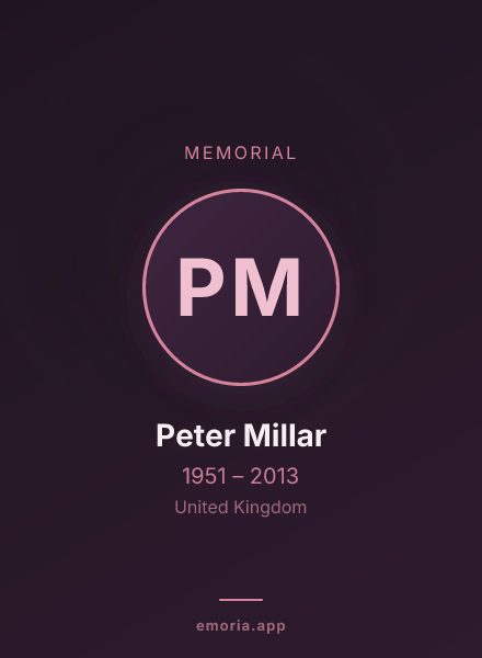 Memorial portrait of Peter Millar