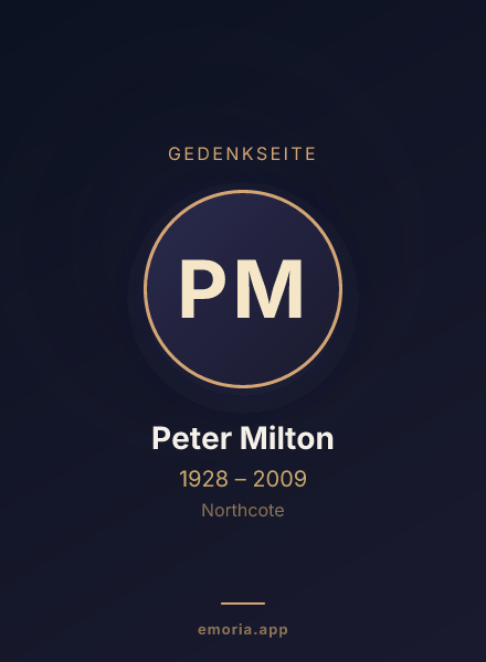 Gedenkportrait von Peter Milton