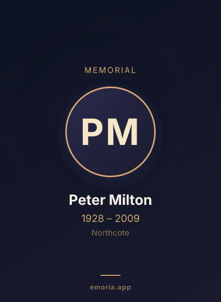 Memorial portrait of Peter Milton