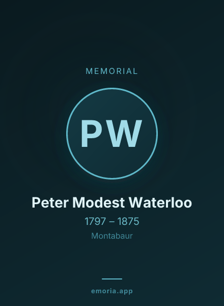 Memorial portrait of Peter Modest Waterloo