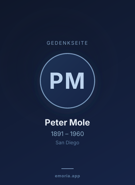 Gedenkportrait von Peter Mole