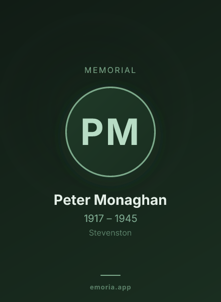 Memorial portrait of Peter Monaghan