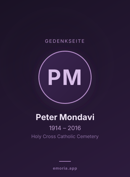 Gedenkportrait von Peter Mondavi